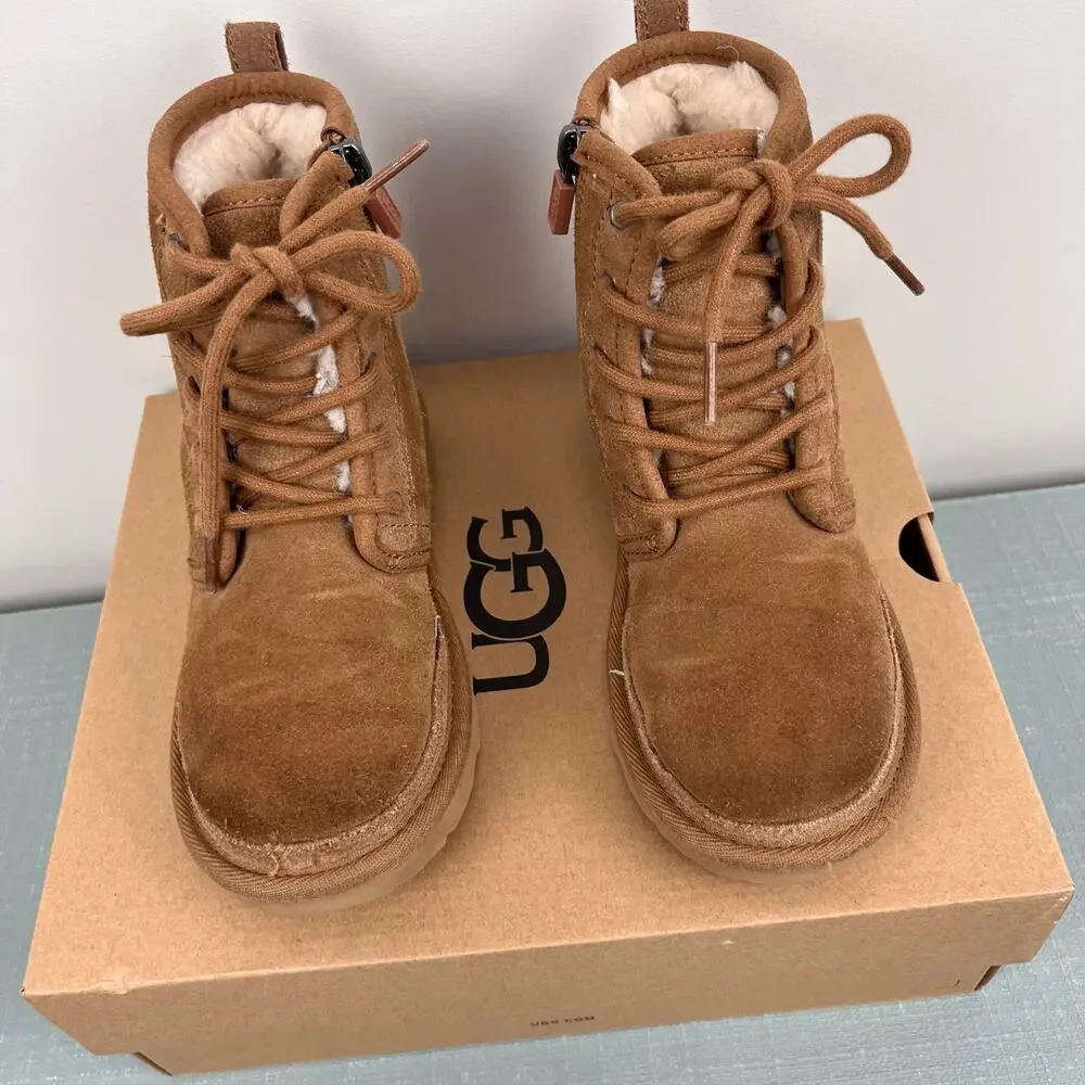 Ugg Kids' Neumel High Suede Sheepskin Chukka Boot Chestnut 13